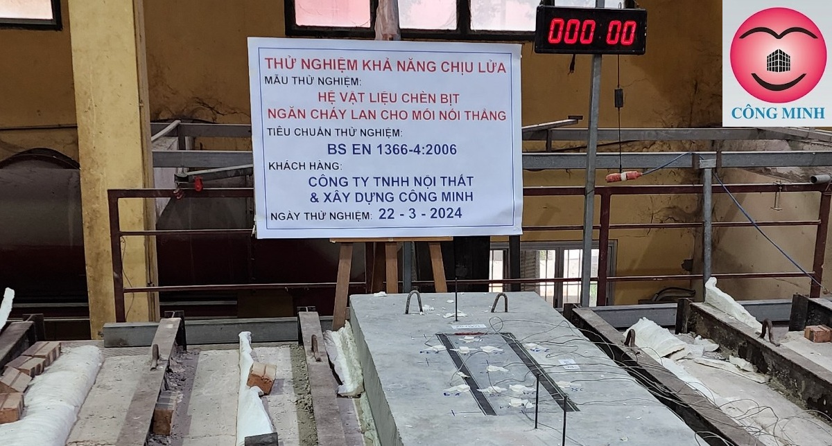 Qúa trình test chống cháy khe co giãn Công Minh